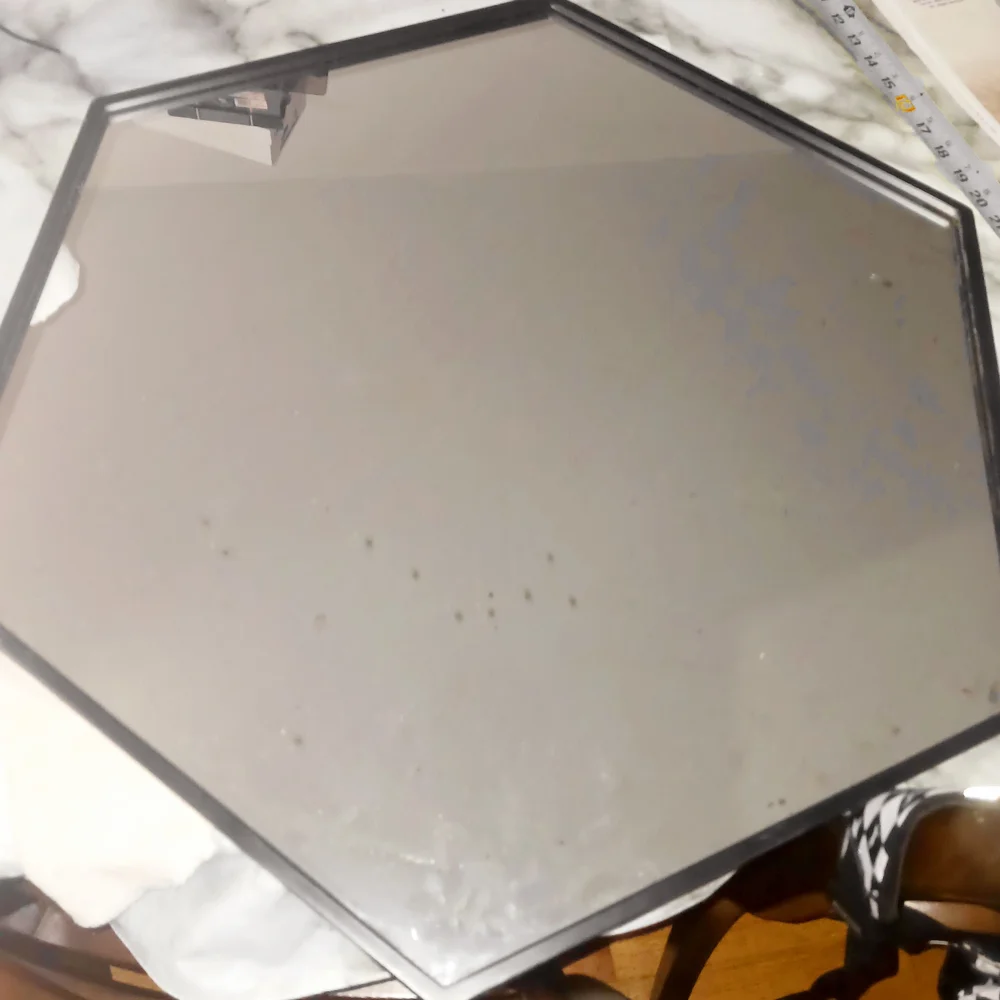 Silver Hexagonal Modern Wall Mirror with Beveled Frame